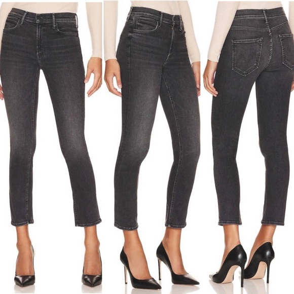 Mother Mid Rise Dazzler in The Night Is Watching 27 Stretch Black Gray Denim - Picture 3 of 16